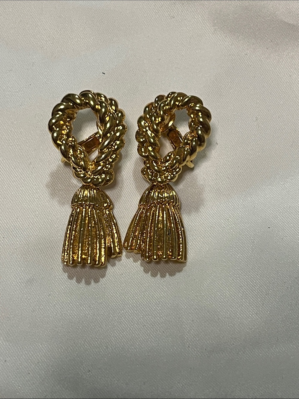Gold Rope Knot Tassel Clip-On Earrings